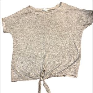 Caution to the Wind Anthropologie Tan soft rayon blend crop tie waist top